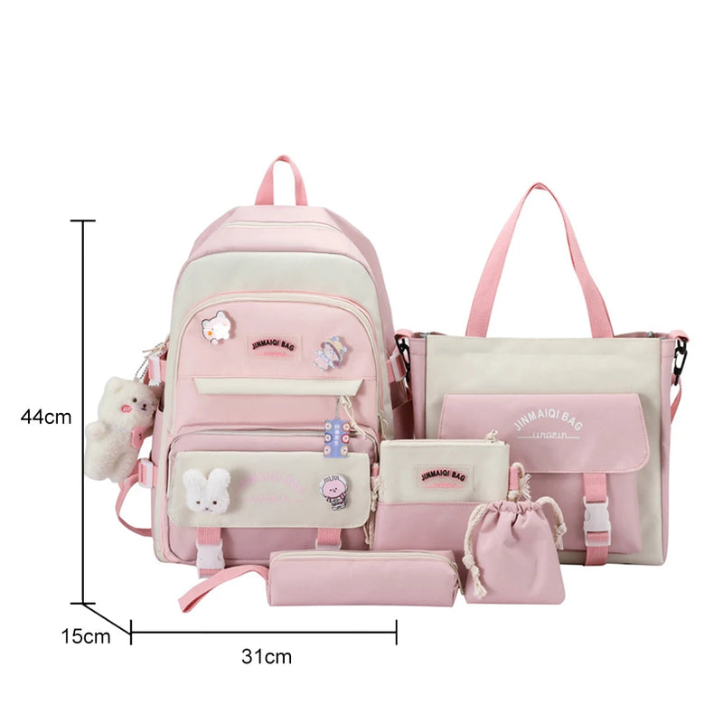 Conjunto de 5 peças de Mochilas Para Meninas Super Fofas ! Lançamento Los Mejores Morel !