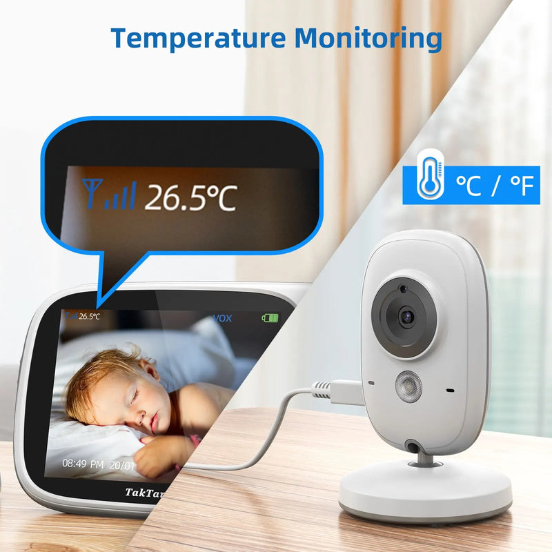 TakTark 3.2 Inch Wireless Video Baby Monitor With Lullabies Auto Night Vision Two Way Intercom Temperature Monitoring Babysitter