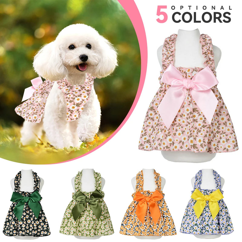 Summer Floral Dog Dress Princess Dress Pet Clothes for Small Dogs Thin Wedding Dresses Puppy Skirt for Pet Dog Cat