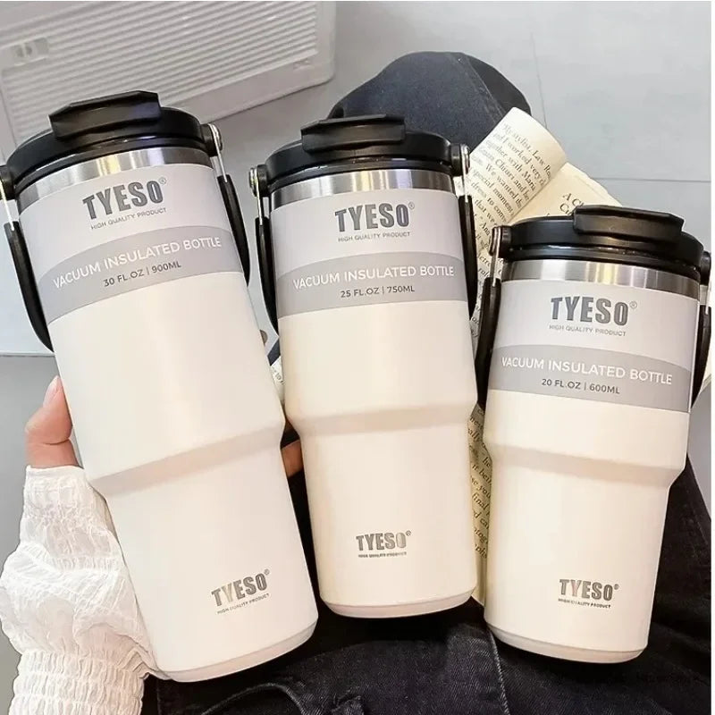 TYESO 600/750/900/1200ML Coffee Cup Sport Thermos Mug Vacuum Flask Stainless Steel Double-layer Insulated Cup Car Water Bottle