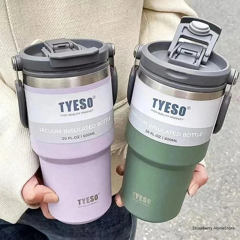 TYESO 600/750/900/1200ML Coffee Cup Sport Thermos Mug Vacuum Flask Stainless Steel Double-layer Insulated Cup Car Water Bottle