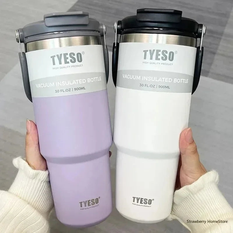 TYESO 600/750/900/1200ML Coffee Cup Sport Thermos Mug Vacuum Flask Stainless Steel Double-layer Insulated Cup Car Water Bottle